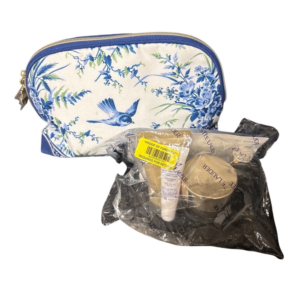 Estee Lauder 6 Pc Gift Set New Sealed Skincare Makeup Lip Lotion Cosmetic Bag